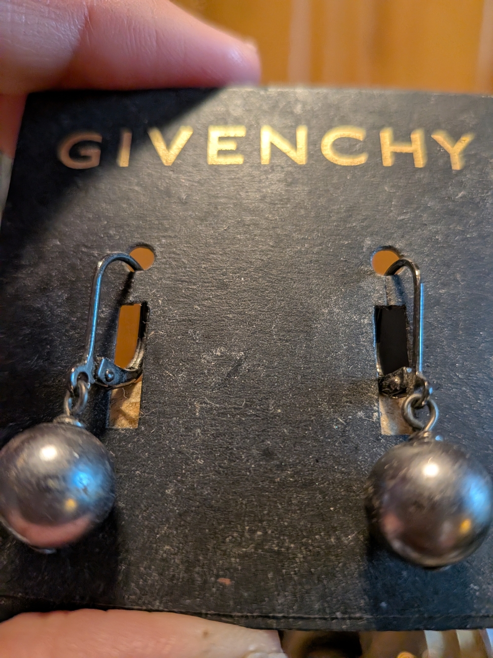 Givenchy Gunmetal Pearl Ball Drop Earrings